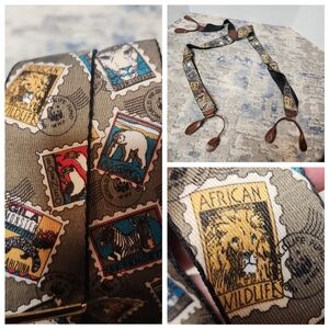 World Wildlife Fund Animal Stamp Suspenders Lion Zebra Polar Bear